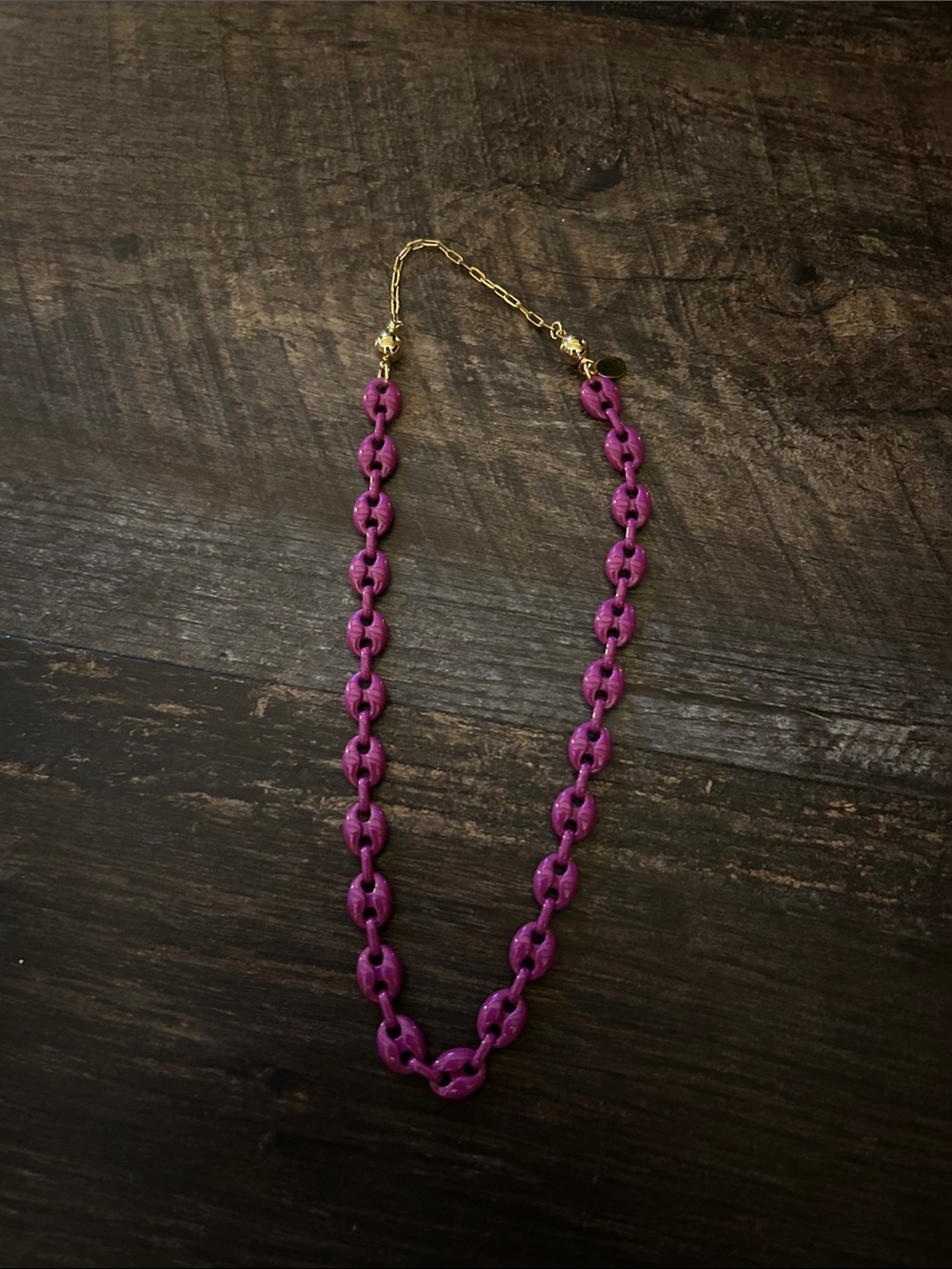 By Alexa Rae Melania Clara Alaia Pink Chain-Link Necklace Gold Magnetic closure